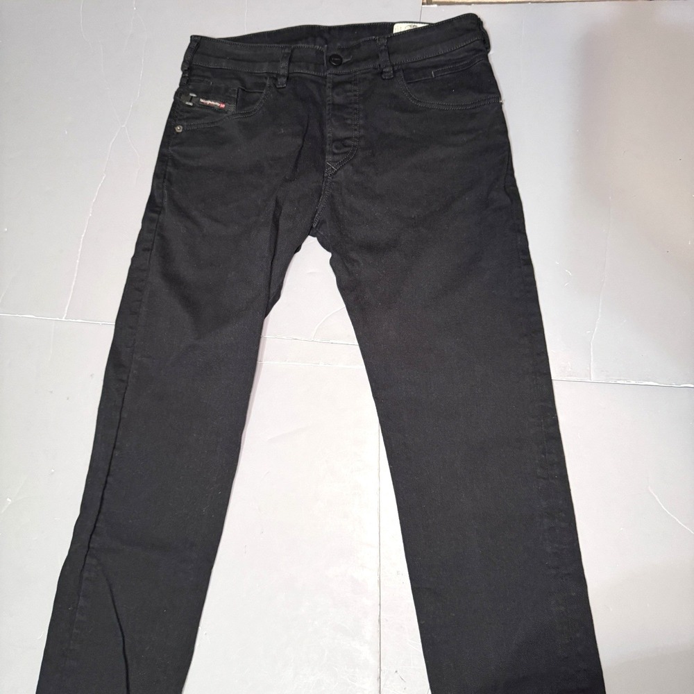 Diesel Jeans D-Bazer 30 30 30.5 Black Slim Taper Button Fly Mens Stretch